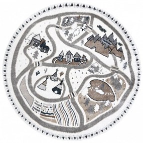 Detský kusový koberec Dedinka krémovo biely kruh 120cm
