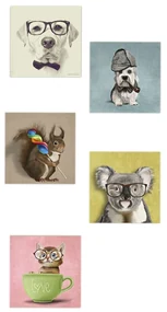 Súprava obrazov ANIMALS 15 x 15 cm 5 kusov