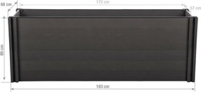 Vyvýšený záhon G21 Crop 183 x 68 x 80, WPC, eben, 80 cm