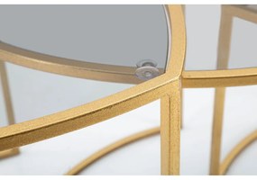 Okrúhle konferenčné stolíky v súprave 3 ks so sklenenou doskou v zlatej farbe ø 60 cm Triangle – Mauro Ferretti