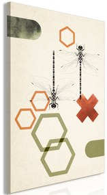Artgeist Obraz - Dragonflies and Geometry (1 Part) Vertical Veľkosť: 40x60, Verzia: Premium Print