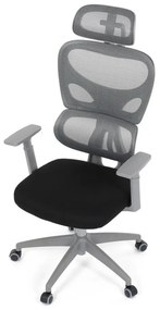 Kancelárska ergonomická stolička GRANT II — sieť, látka, sivá