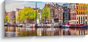 Obraz - Tancujúce domy, Amsterdam (s hodinami) (90x30 cm)