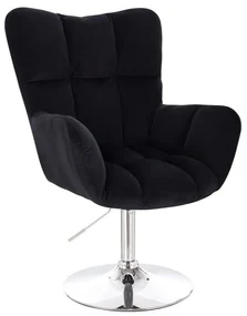 LuxuryForm DESIGN Kreslo AURORA VELUR na striebornom tanieri - čierne