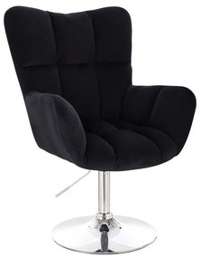 LuxuryForm DESIGN Otočné kreslo AURORA VELUR na striebornom tanieri - čierne