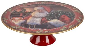 Vianočný plastový okrúhly podnos na tortu Santa Claus L - Ø 29*10 cm
