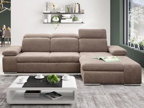 Rohová sedacia súprava Odessa, svetlo hnedá látka, pravý roh