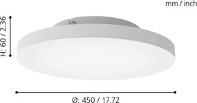 Eglo 99119 - LED RGB Stmievateľné stropné svietidlo TURCONA-C LED/20W/230V + DO