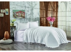 Biely bavlnený pléd na dvojlôžko 220x240 cm Lotus – Mijolnir