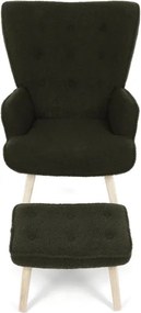 Kreslo zelené bouclé s podnožkou AK-319 GRN2
