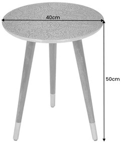 Dizajnový odkladací stolík Hadelinde 50 cm antik strieborný