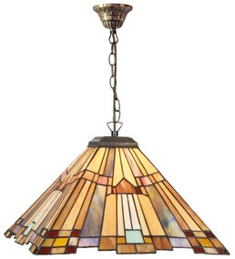 Hranatá závesná lampa Esmea v štýle Tiffany