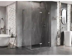 Mexen Lunar-F L, sprchovací kút pravý 75 x 70 cm, 8mm číre sklo, oceľový profil, 836L-075-070-97-00-P