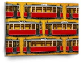 Sablio Obraz Pražské historické električky Žltý Pattern - 90x60 cm