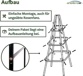 Kovová opora pre popínavé rastliny 195 cm, sada 2 ks