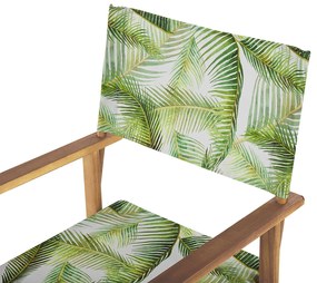 Sada 2 záhradných stoličiek a náhradných poťahov svetlé akáciové drevo sivá/vzor tropických listov CINE Beliani