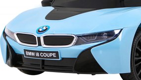 Ramiz Elektrické autíčko BMW i8 Lift modré + diaľkové ovládanie + pomalý štart + 3-bodové pásy + MP3 USB + LED
