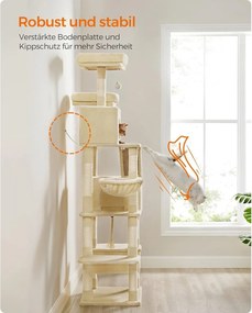 Feandrea veľké škrabadlo pre mačky XXL, 206 cm, béžové