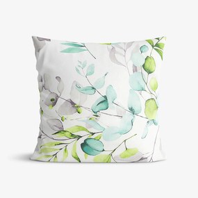 Goldea bavlnená obliečka na vankúš deluxe - eukalyptus s kvety 45 x 45 cm