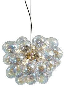 Art Deco závesná lampa zlatá s dúhovým sklom 50cm 8-svetiel - Uvas