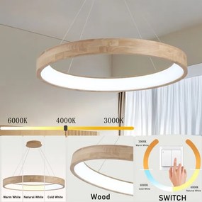 Brilagi - LED luster na lanku FALCON WOOD LED/60W/230V 3000/4000/6000K 80 cm drevo
