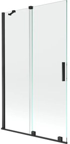 Mexen Velar, 2-krídlová posuvná vaňová zástena 110 x 150 cm, 8mm číre sklo, čierna matná, 896-110-000-01-70