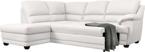 Rohová sedací souprava Nebolo, biela koža, ľavý roh