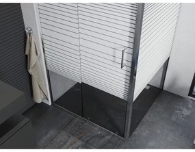 Mexen Apia, sprchový kút s posuvnými dverami 100 (dvere) x 100 (stena) cm, 6mm číre-pásy sklo, chrómový profil, 840-100-100-01-20