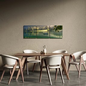 Obraz jazera (s hodinami) (90x30 cm)
