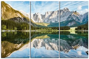 Obraz na plátne - Alpské štíty odrážajúce sa v pokojnom jazere 1157B (105x70 cm)