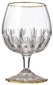 Bohemia Crystal ručne brúsené poháre na brandy Daisy Line Gold 150ml (