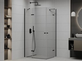 Mexen Roma Duo, sprchovací kút 80 (dvere) x 70 (dvere) cm, 6mm číre sklo, čierny profil, 854-080-070-70-00-02