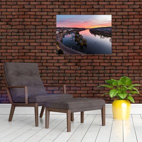 Sklenený obraz nočnej Prahy (70x50 cm)