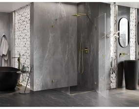 Mexen Lunar-B L výklopný sprchový kút pravý 90 x 90 cm, číre sklo, zlatá lesklá, 832L-090-090-50-00-P