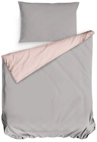 Mistral Home obliečka bavlnený perkál Doubleface sivo-béžová/pudrová rúžová - 140x220 / 70x90 cm