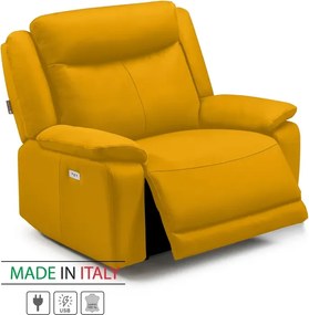 Kožené kreslo CONTINENTAL s elektrickou funkciou relax 1P, elektrické, žltá (giallo 320)