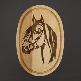 AMADEA Drevená servírovacia doska - podnos oválne kôň, masívne drevo, 30 cm