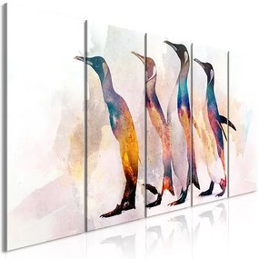 Obraz - Penguin Wandering (5 Parts) Narrow Veľkosť: 100x40, Verzia: Premium Print