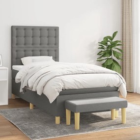 Boxspring posteľ s matracom tmavosivá 90x190 cm látka 3137438