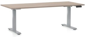 Výškovo nastaviteľný stôl OfficeTech D, 180 x 80 cm, sivá podnož, dub