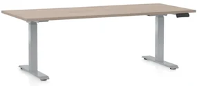 Výškovo nastaviteľný stôl OfficeTech D, 180 x 80 cm, sivá podnož, dub