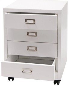 Zásuvková skrinka HWC-L49, kov 55x40x41cm 4 zásuvky - biela