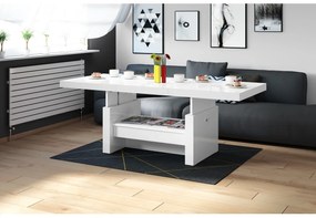 Luxusný rozkladací konferenčný stolík  AVERSA biela  vysoký lesk