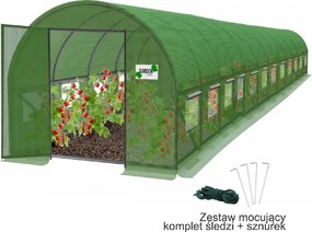 Garden Line 12-segmentový zelený fóliový záhradný tunel 12 x 5 x 2 m s dverami na pántoch