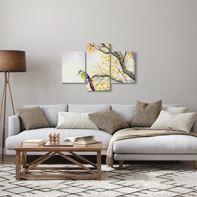 Obraz - Akvarelový vtáčik na strome (90x60 cm)