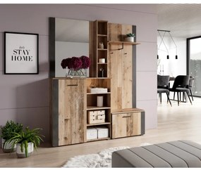 Predsieňová stena so zrkadlom KEVIN hnedá/čierna