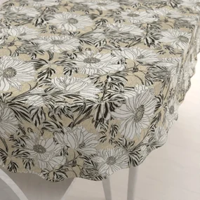 Biante Dekoračný oválny obrus PML-089 Biele kvety na béžovom 140x180 cm