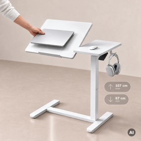 Stolík pod notebook mobilný, nastaviteľný, multifunkčný, biely: BILL