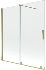Mexen Velar, 2-krídlová posuvná vaňová zástena 150 x 150 cm, 8mm číre sklo, zlatý lesklý profil, 896-150-000-01-50