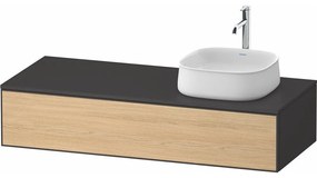 DURAVIT Zencha závesná skrinka pod umývadlo na dosku (umývadlo vpravo), 1 zásuvka, 1300 x 550 x 281 mm, dub prírodný/grafit super matná, ZE4812R30800000